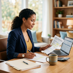 Lady working at a table