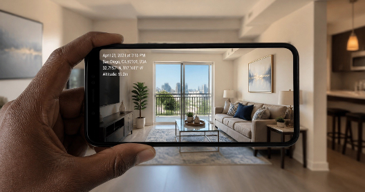 taking photo of living room